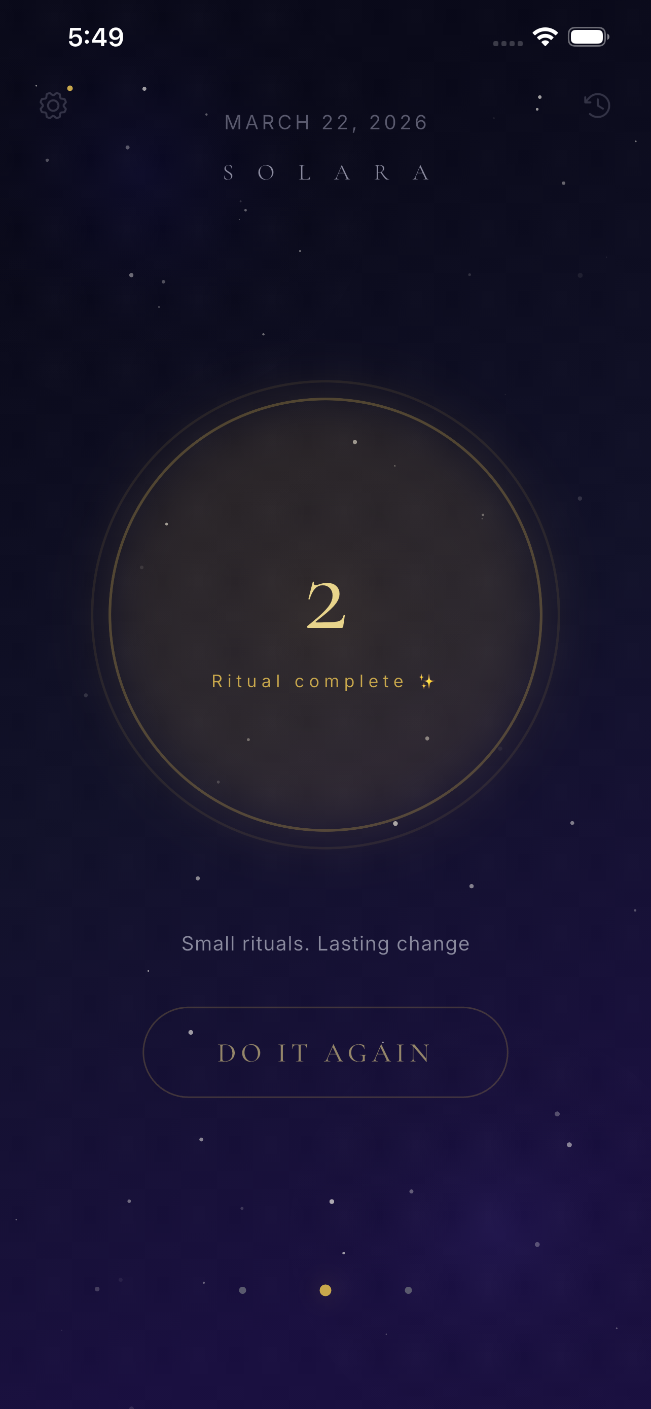 Solara app home screen